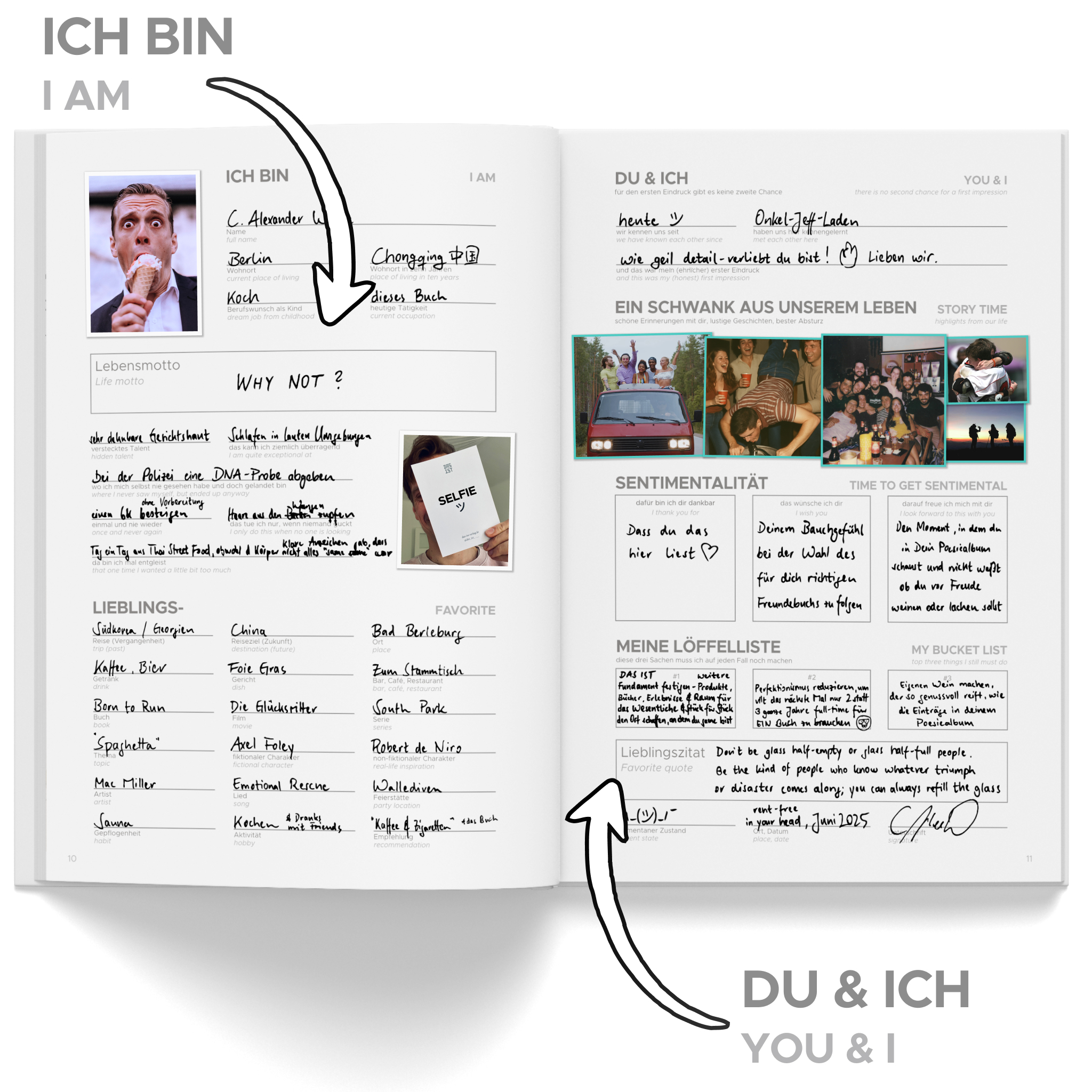 Beispiel einer Doppelseite im Freundebuch