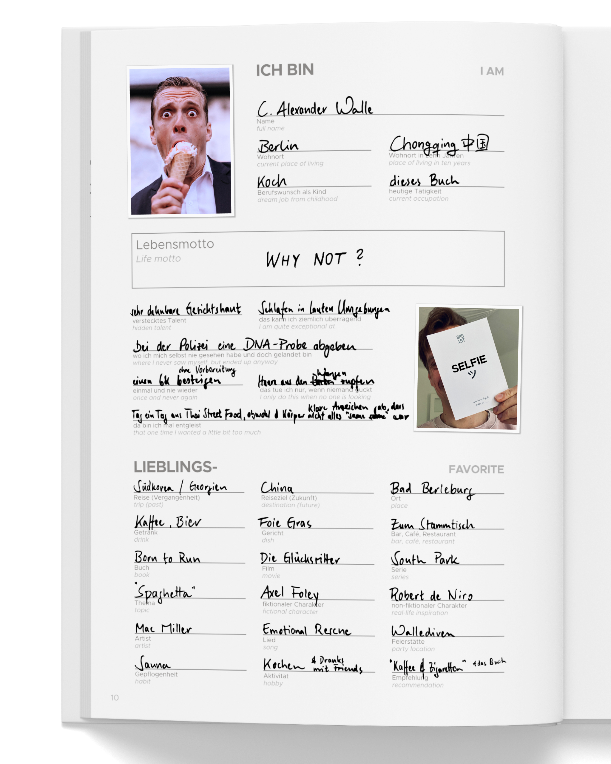 Example of left page (I AM)