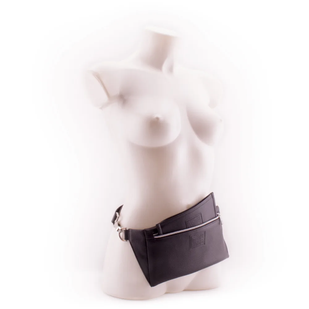Black Wallet Walle t for Designer Belt Bag by manufabo as Fanny Pack on White Mannequin jpg