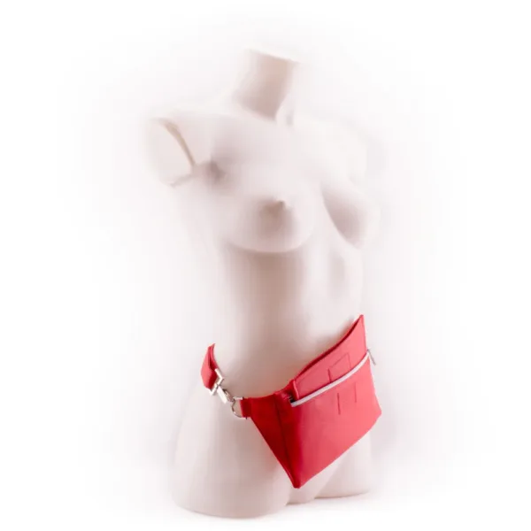 Red Wallet Walle t for Designer Belt Bag by manufabo as Fanny Pack on White Mannequin jpg