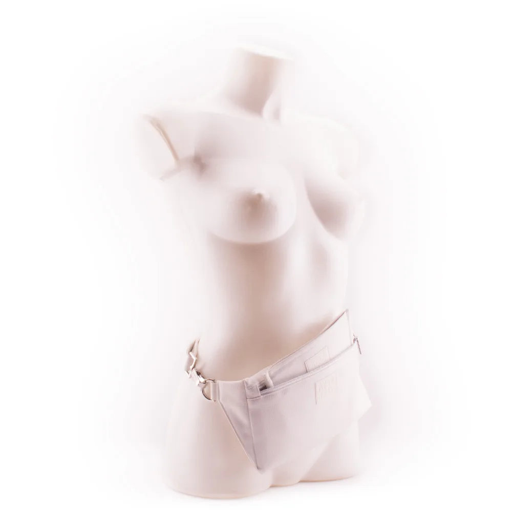 White Wallet Walle t for Designer Belt Bag by manufabo as Fanny Pack on White Mannequin jpg