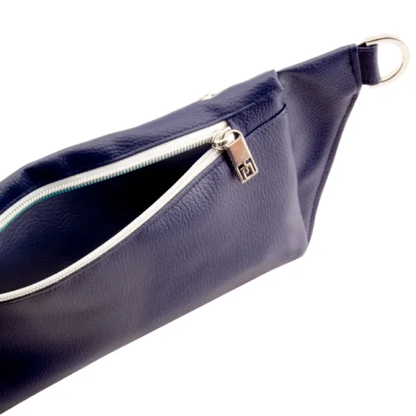 belt bag backside with lining in deep navy blue jpg