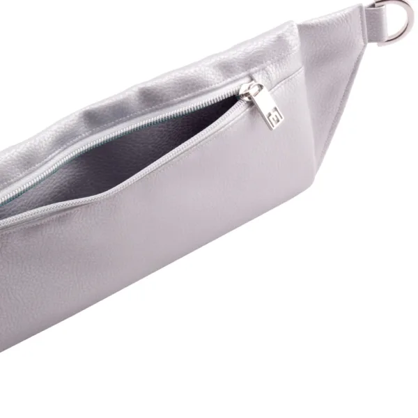 belt bag backside with lining in metallic silver jpg