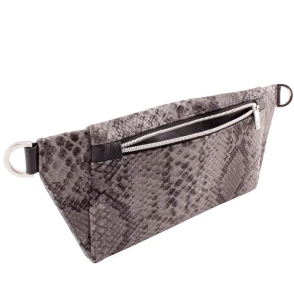 deluxe belt bag backside zipped open faux snake leather jpg