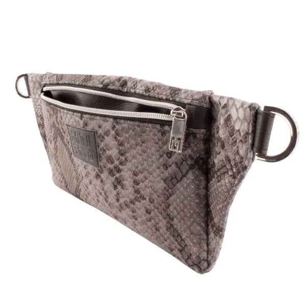 deluxe belt bag frontside zipped open faux snake leather jpg