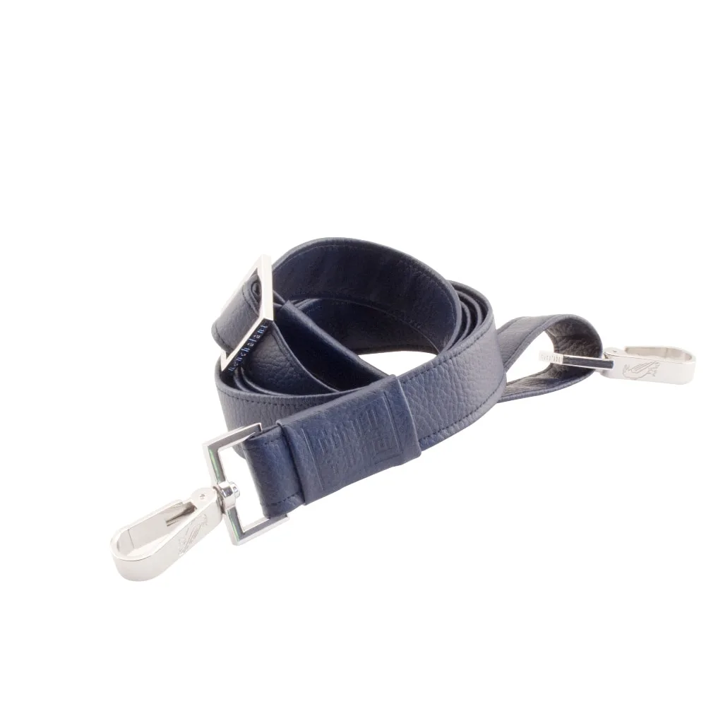 handmade bag strap rolled up by manufabo in deep blue 1 jpg