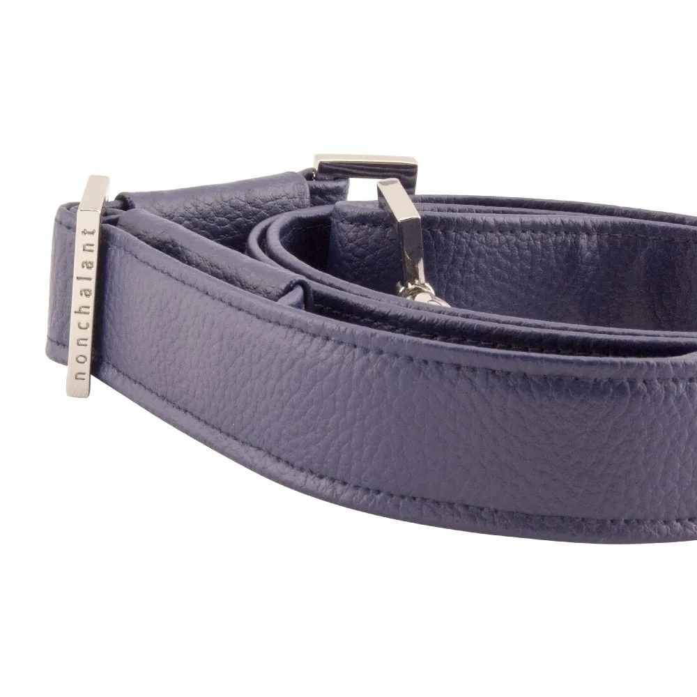 handmade bag strap with nonchalant slider by manufabo in deep blue 1 jpg
