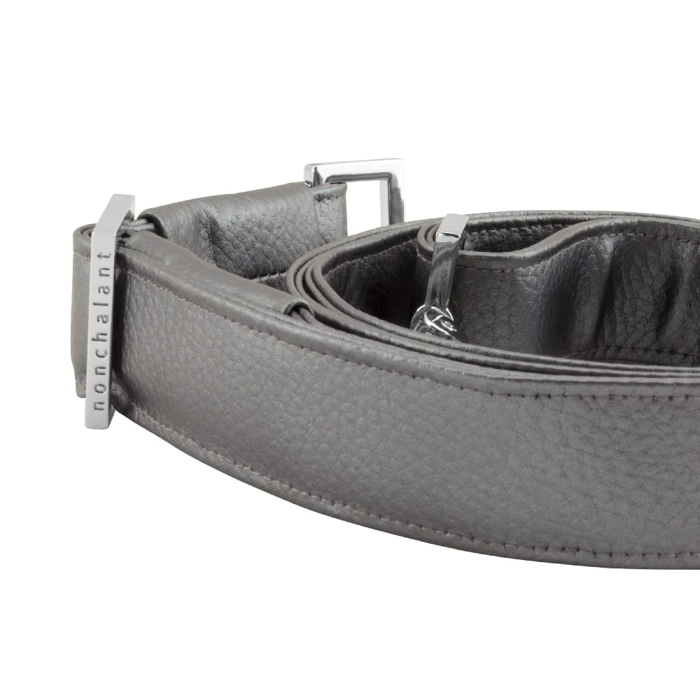 handmade bag strap with nonchalant slider by manufabo in metallic slate gray 1 jpg