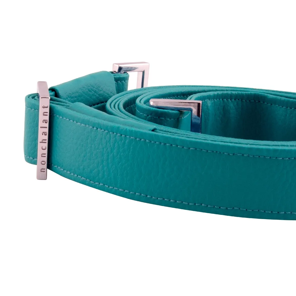 handmade bag strap with nonchalant slider by manufabo in petrol turquoise 1 jpg