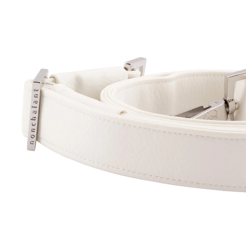 handmade bag strap with nonchalant slider by manufabo in white color 1 jpg