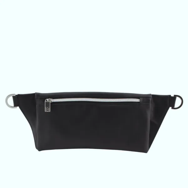 handmade belt bag backside by manufabo in black shiny silver jpg