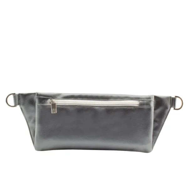 handmade belt bag backside by manufabo in metallic dark slate gray jpg