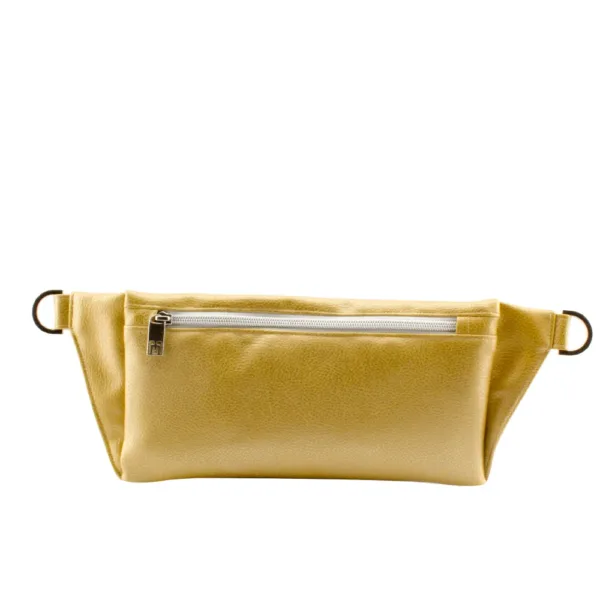 handmade belt bag backside by manufabo in metallic gold jpg