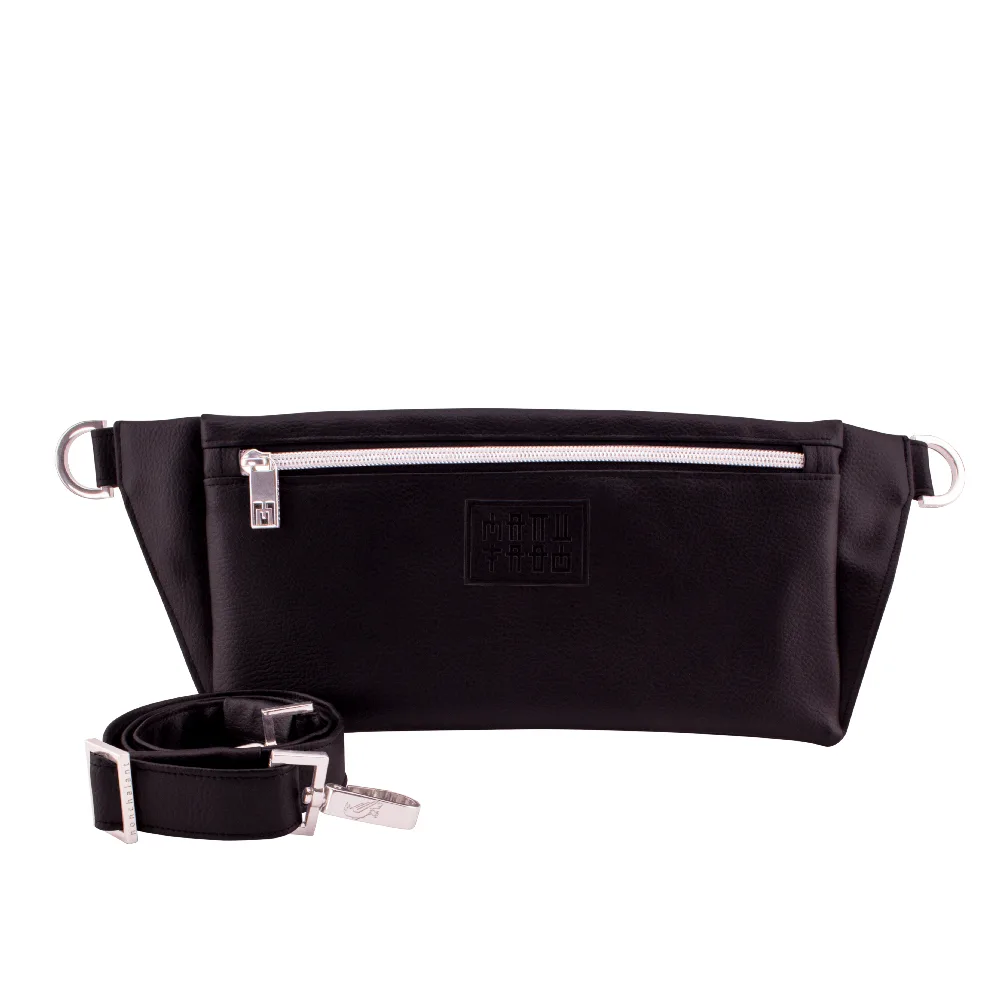 handmade belt bag with handbag strap by manufabo in black jpg