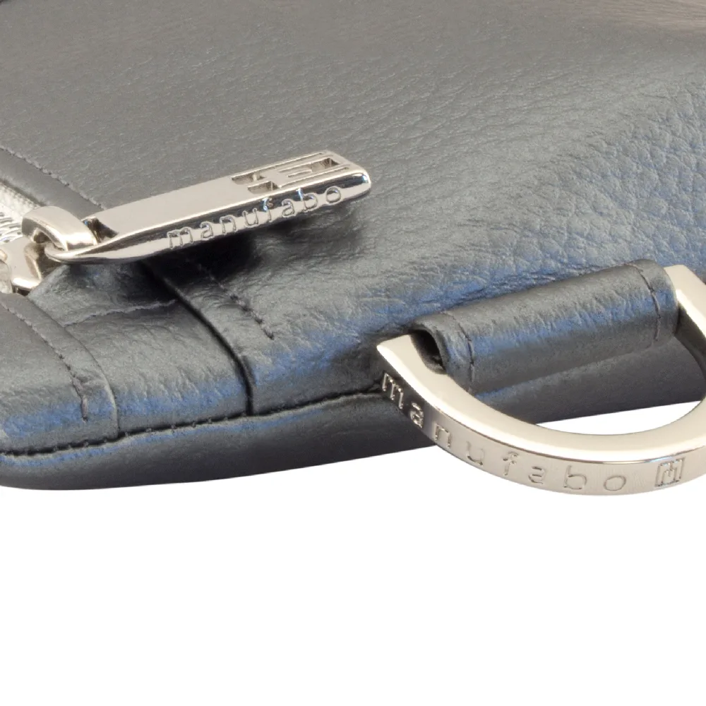 manufabo hardware details zipper and d ring on bag in metallic dark slate gray jpg