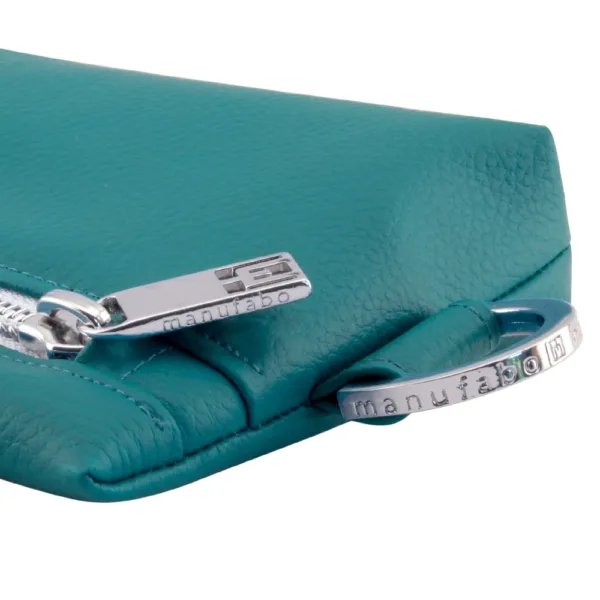 manufabo hardware details zipper and d ring on bag in petrol turquoise jpg