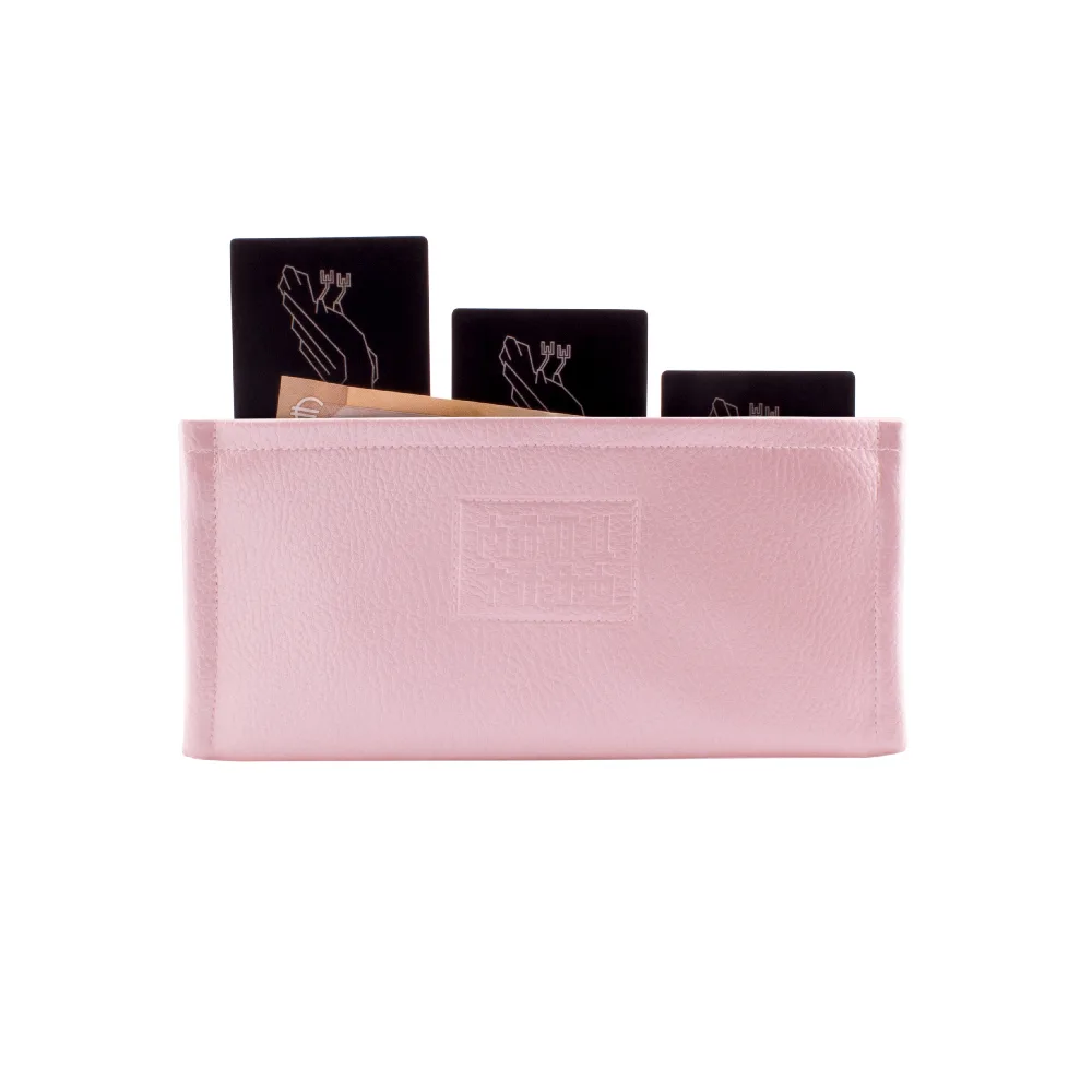 manufabo wallet thin money and credit card purse for belt bag in metallic rose jpg