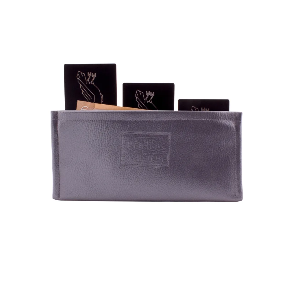 manufabo wallet thin money and credit card purse for belt bag in metallic slate gray jpg