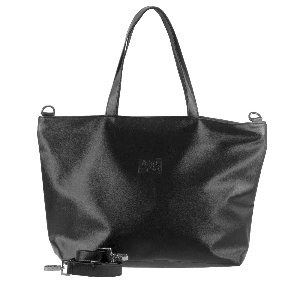 shopper tote bag with handbag strap by manufabo in black PS edition jpg
