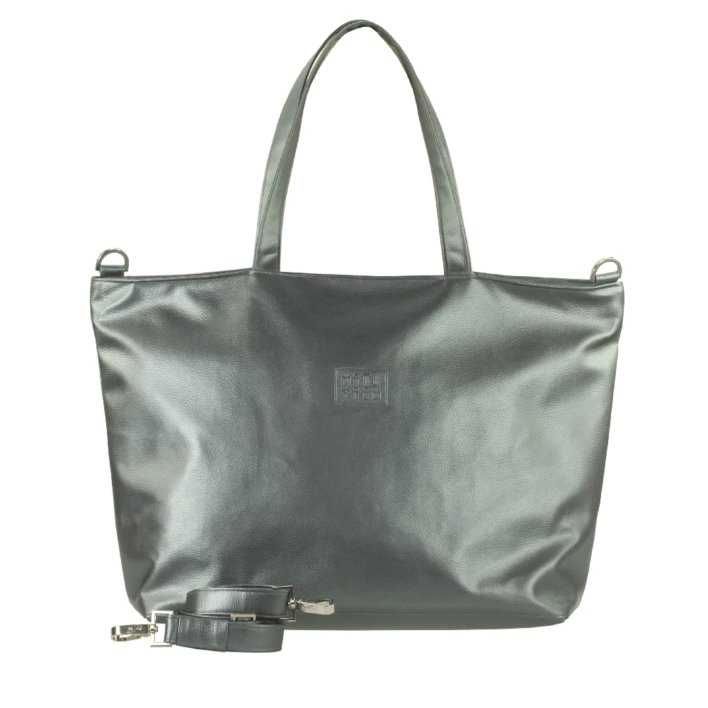 shopper-tote-bag-with-handbag-strap-by-manufabo-in-metallic-dark-slate-gray