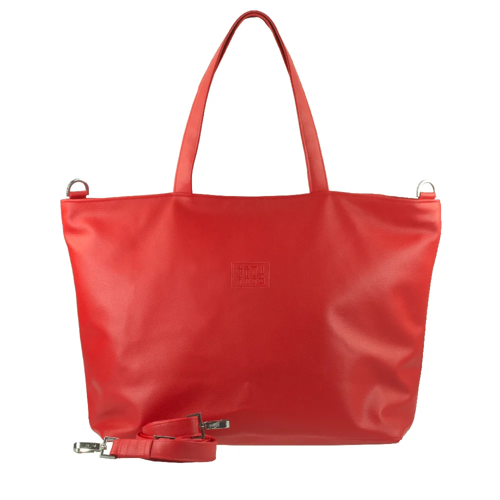 shopper tote bag with handbag strap by manufabo in red jpg