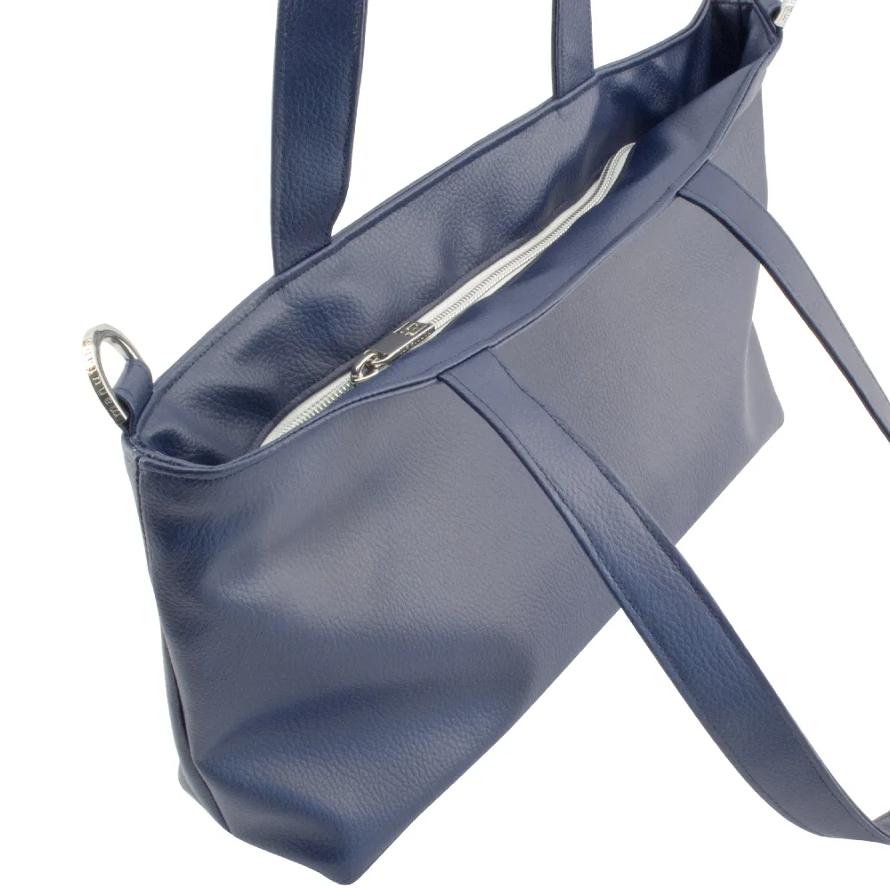 tote bag backside and zipper view by manufabo in deep navy blue jpg
