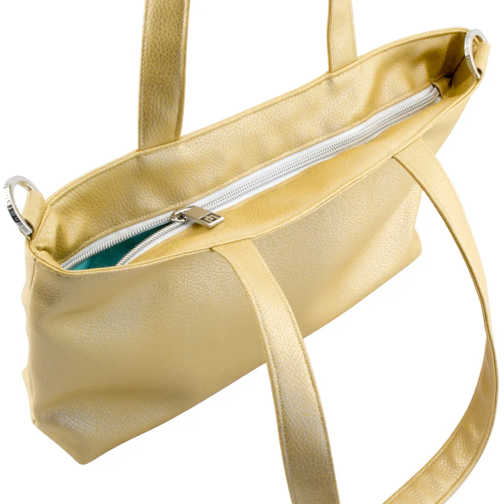 tote bag backside and zipper view by manufabo in metallic gold jpg
