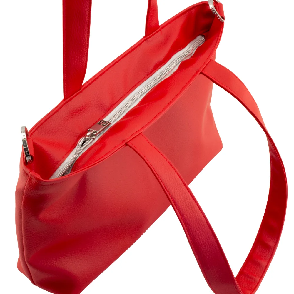 tote bag backside and zipper view by manufabo in red jpg