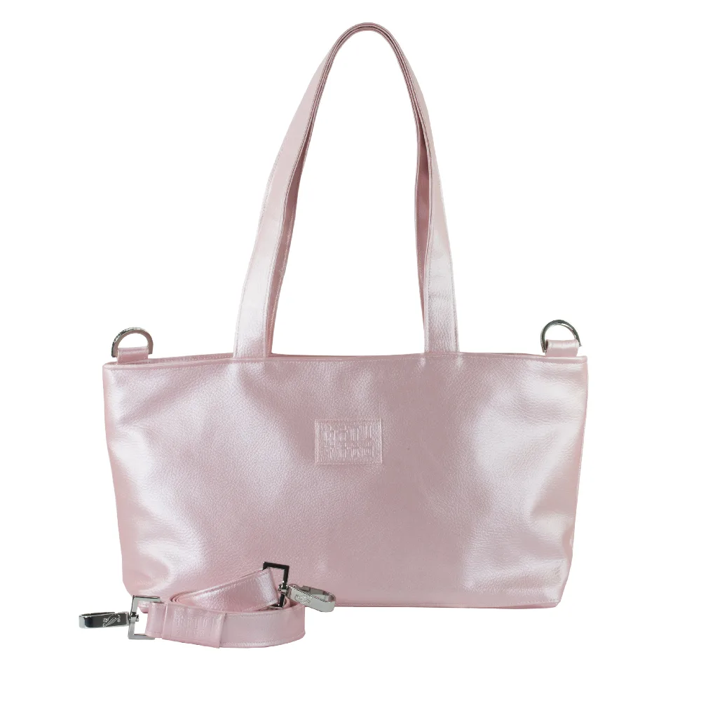 tote bag with handbag strap by manufabo in metallic rose jpg