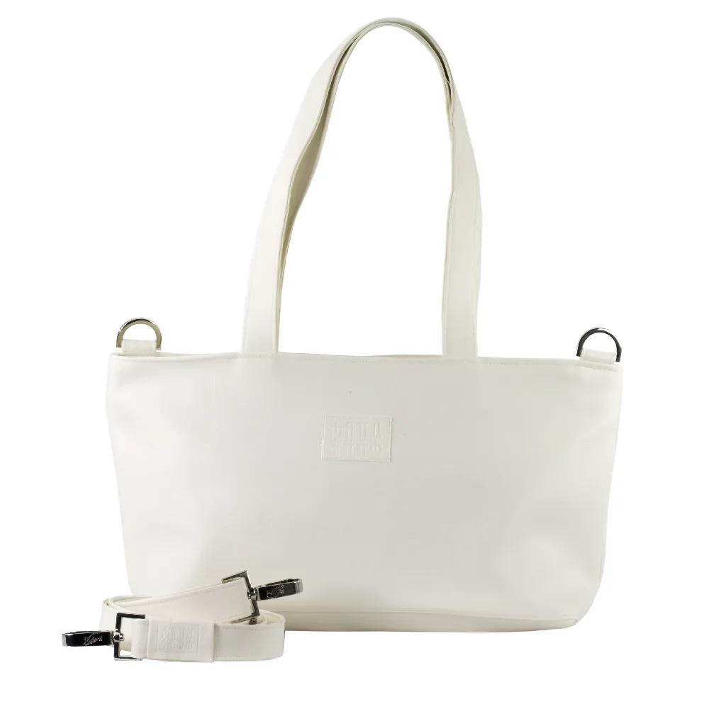 tote bag with handbag strap by manufabo in white jpg