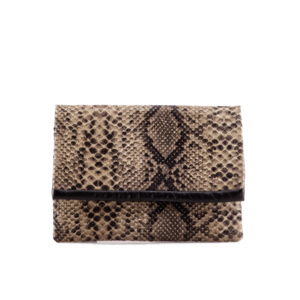 Manufabo Clutch Faux Snake Leather Green Snakehide front