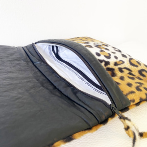 Manufabo Clutch Leo Print Faux Fur look inside up