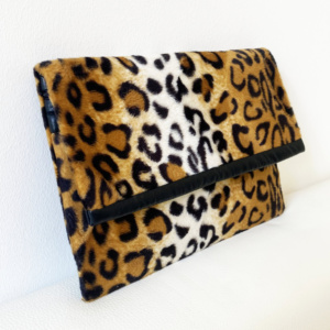 Manufabo Clutch Leo Print Faux Fur side