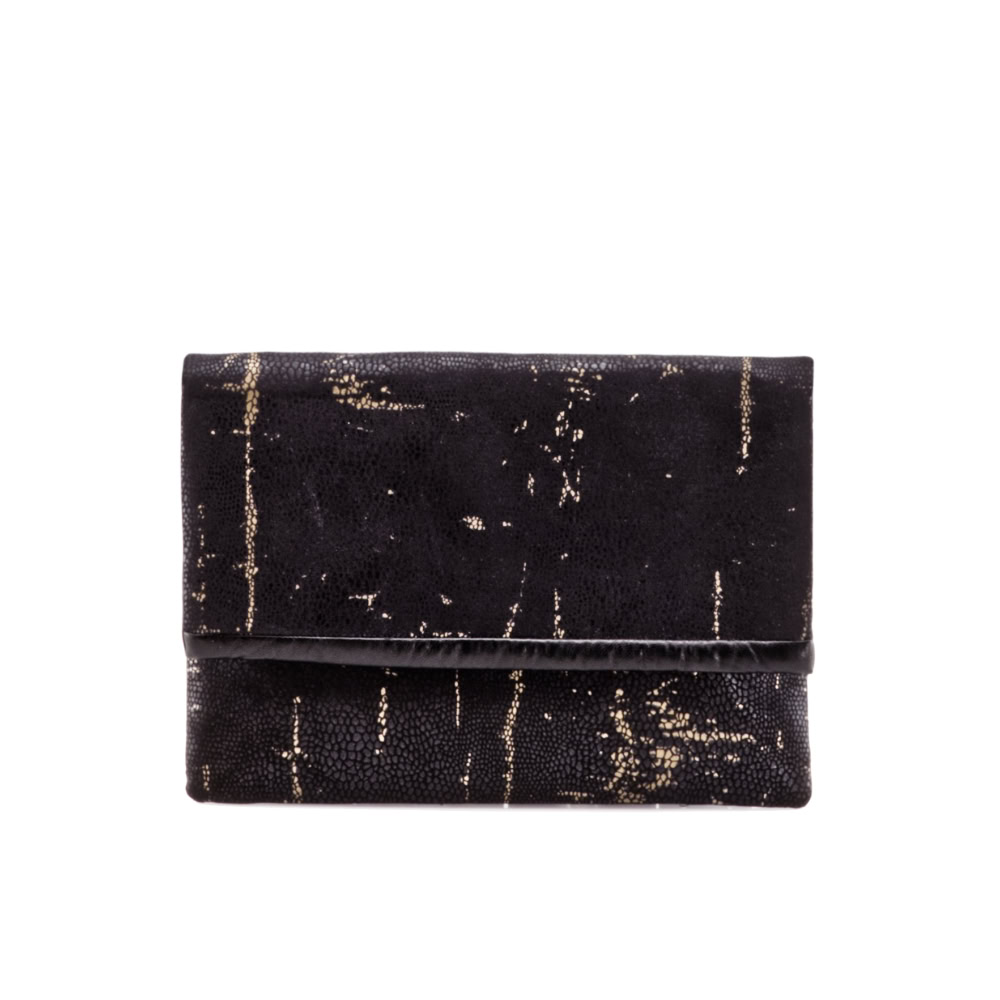 Manufabo Clutch Reptile Black Faux Leather