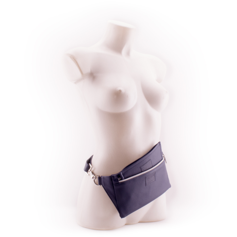 Deep Blue Wallet Walle t for Designer Belt Bag by manufabo as Fanny Pack on White Mannequin