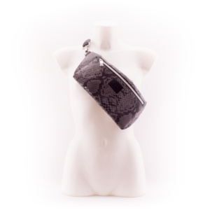 Faux Leather Snake Skin Designer Belt Bag by manufabo Cross Body on Mannequin Front View