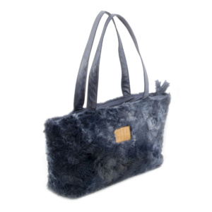 Plush Tote Bag fluffy blue beast fur side view