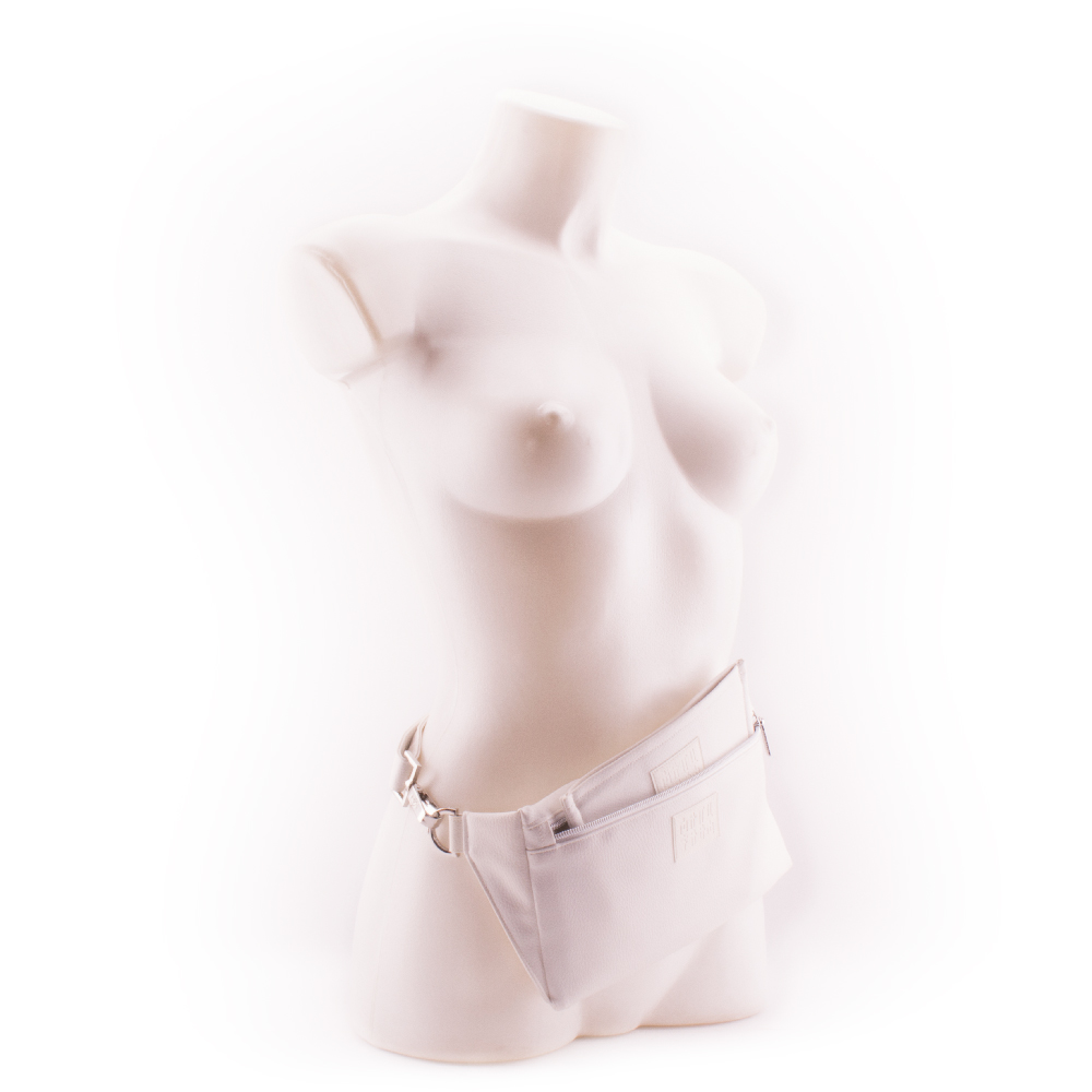 White Wallet Walle t for Designer Belt Bag by manufabo as Fanny Pack on White Mannequin