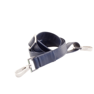 handmade bag strap rolled up by manufabo in deep blue