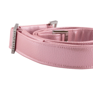 handmade bag strap with nonchalant slider by manufabo in metallic rose