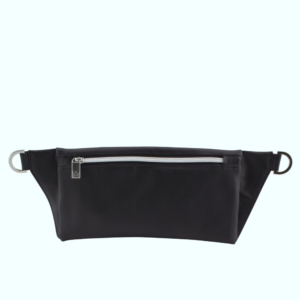 handmade belt bag backside by manufabo in black shiny silver