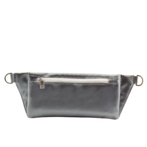 handmade belt bag backside by manufabo in metallic dark slate gray