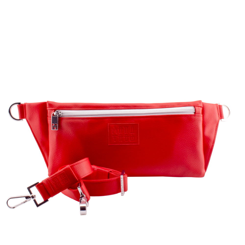 handmade belt bag with handbag strap by manufabo in red