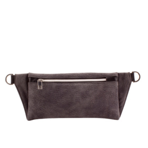 handmade designer belt bag backside by manufabo in faux elephant skin dark grey