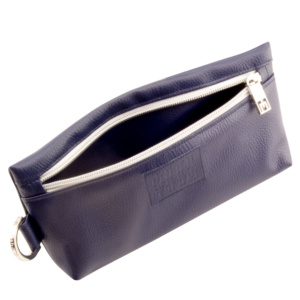 manufabo burrito bag fronstide inside opened up in deep navy blue