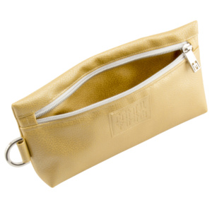 manufabo burrito bag fronstide inside opened up in metallic gold