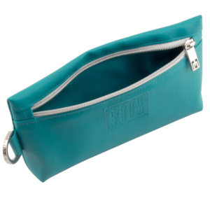 manufabo burrito bag fronstide inside opened up in petrol turquoise