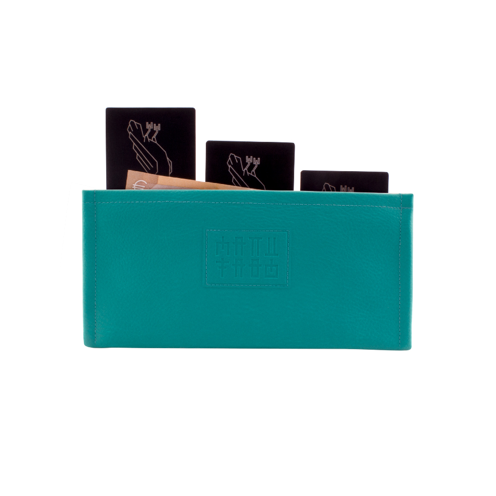 manufabo wallet thin money and credit card purse for belt bag in petrol turquoise