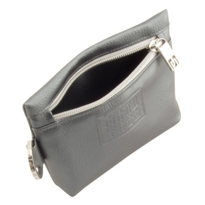 mini bag frontside with manufabo M zipper in metallic dark slate gray