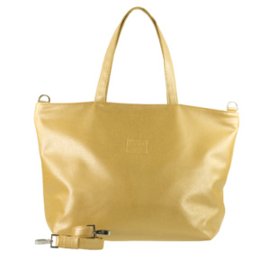 shopper tote bag with handbag strap by manufabo in metallic gold